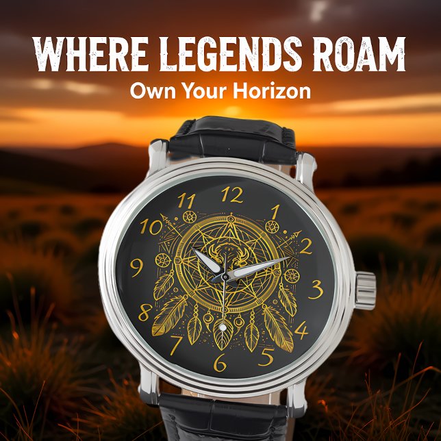 Montre Conception de bison avec plumes et Motifs géométri (Créateur téléchargé)