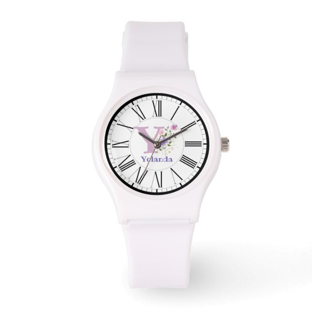 Montre Conception de chiffre romain avec initiale et nom  (Recto)
