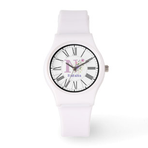 Montre Conception de chiffre romain avec initiale et nom