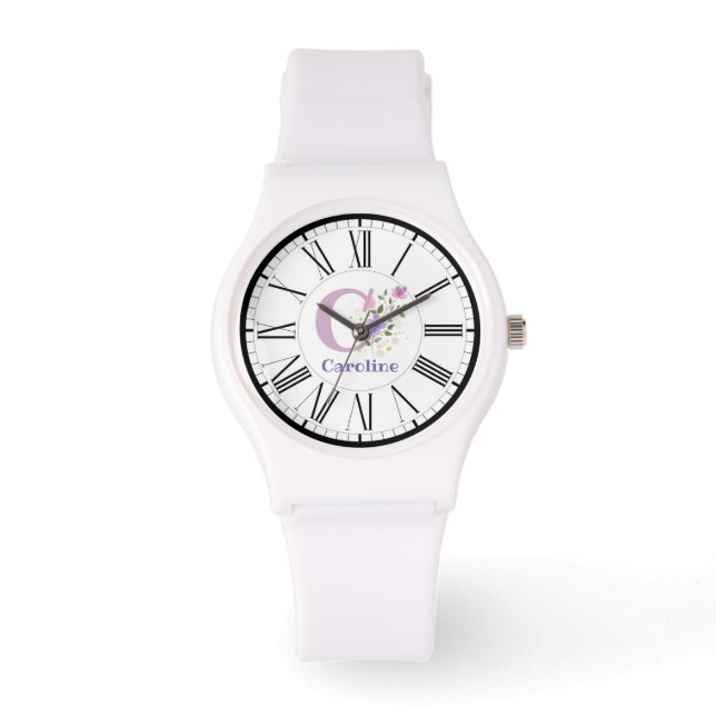Montre Conception de chiffre romain avec initiale et nom  (Recto)