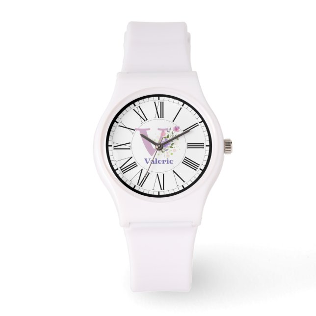 Montre Conception de chiffre romain avec initiale et nom  (Recto)