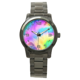Montre Conception de fourrure aux couleurs de l'arc-en-ci