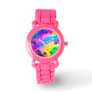 Montre Conception de fourrure de couleurs arc-en-ciel-752