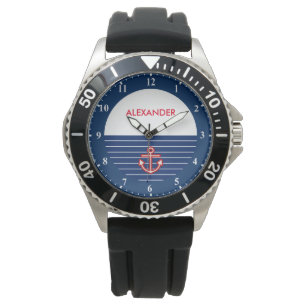 Montre Conception de la Ancre blanche de la marine nautiq