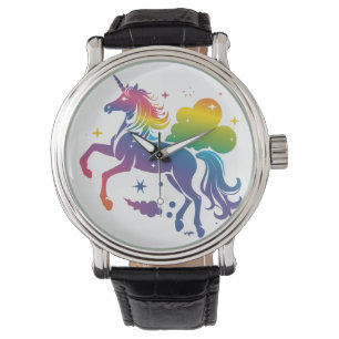 Montre Conception de licorne de couleur arc-en-ciel