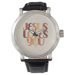 Montre Conception de typographie chrétienne Jésus aime 