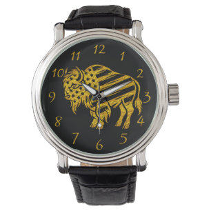 Montre Conception Patriotique Gold Bison