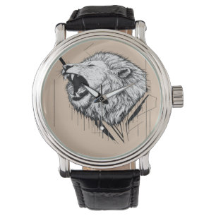 Montre Conception Premium Tête de Lion