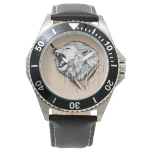 Montre Conception Premium Tête de Lion