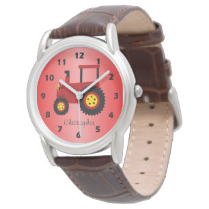 Montre Conception Tracteur Rouge Personnalisée