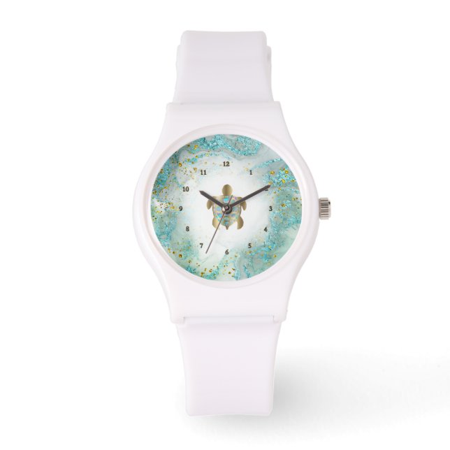 Montre Conception turquoise des tortues de mer (Recto)
