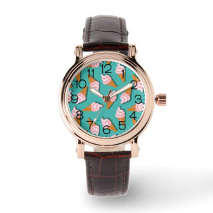 Montre Congés gaufres crème glacée et motif de yaourt con