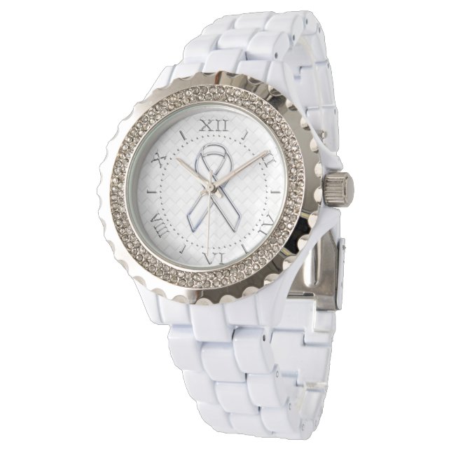 Montre Conscience moderne du ruban blanc sur les Checkers (Incliné)