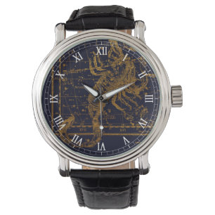 Montre Constellation bleue vintage de zodiaque de