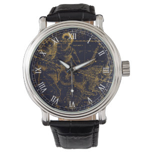 Montre Constellation vintage en or bleu Capricorne Zodiac