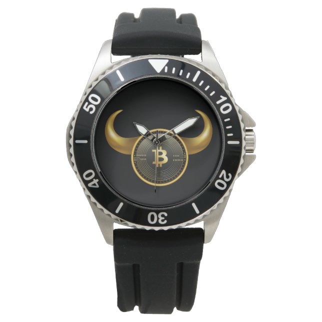Montre Cool Bitcoin Bull Marché noir (devant)