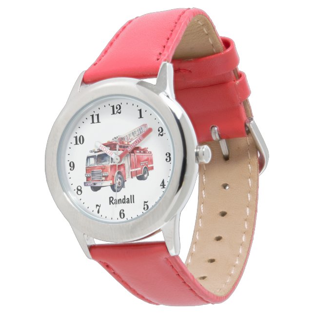 Montre Cool Boys Fire truck ajouter nom (Incliné)