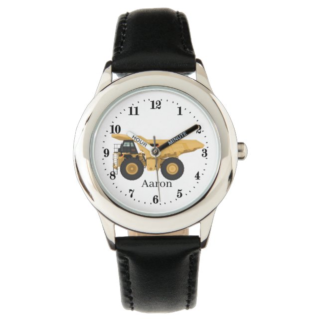Montre cool de construction camion à benne ajouter nom ga (devant)
