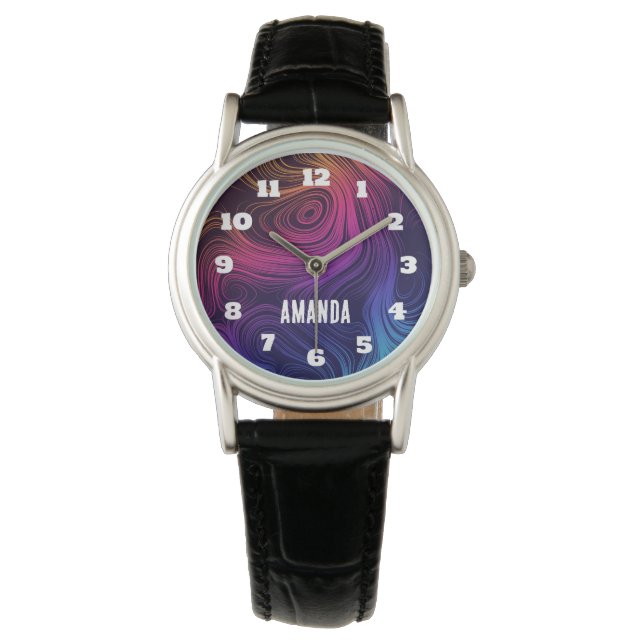 Montre Cool des 60 cercles Vibe et des tourbillons Motif (devant)
