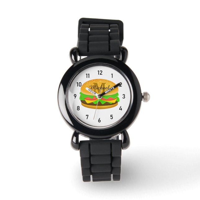 Montre Cool et amusant yummy burger Monogramme et numéros (Recto)
