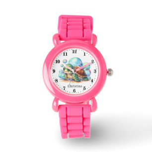 Montre Cool filles tortue de mer ajouter le nom