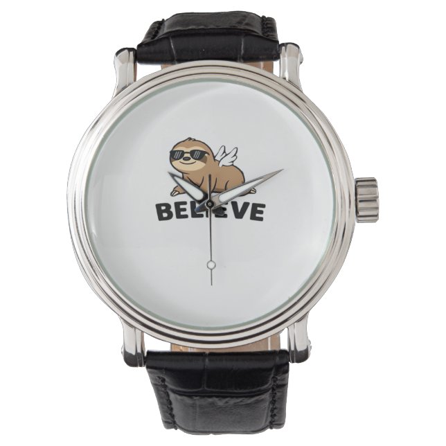 Montre Cool Flying Sloth Croyez Drôle Motivational Design (devant)