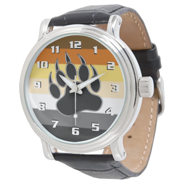 Montre Cool Gay Bear Pride Drapeau Ours Paw (Incliné)