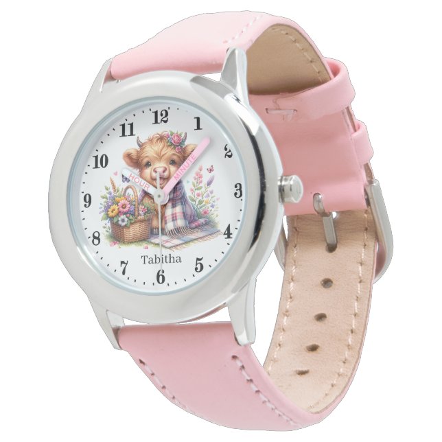 Montre Cool Highland vache ajouter nom (Incliné)