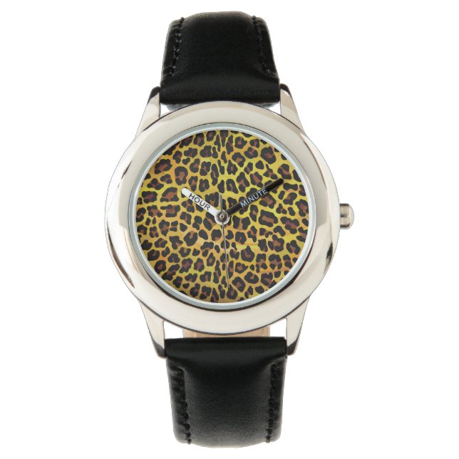 Montre Cool Leopard Brown et Jaune pour enfants (devant)