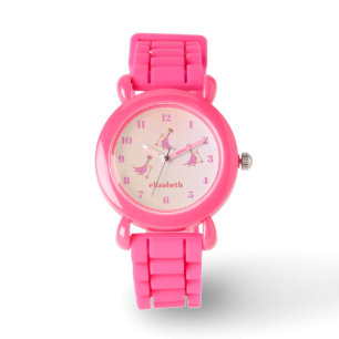 Montre Cool mignon Dinosaures rose Motif Nom de la fille