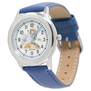 Montre Cool Nom personnalisé Astronaut Boy on the Moon