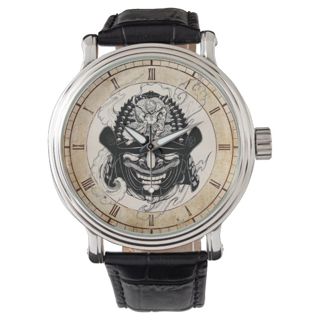 Montre Cool samurai démon masque helm tatouage (devant)