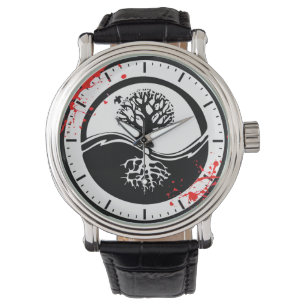 Montre Cool splatter de sang Yin Yang Tree tatouage art
