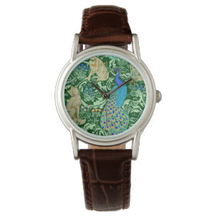 Montre Copie de paon de Nouveau d'art, bleu de cobalt et
