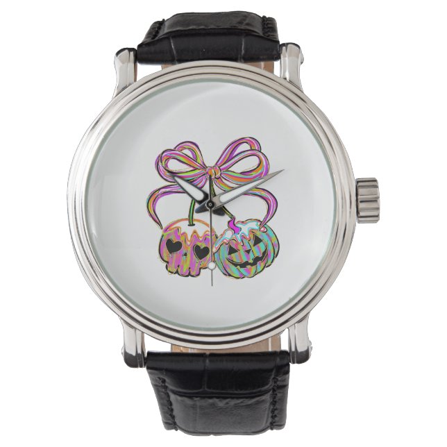 Montre Coquette Citrouille cerises Halloween (devant)