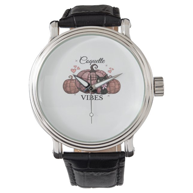 Montre Coquette Citrouille rose Chat classique T-shirt (devant)