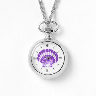 Montre Coquille de pétoncle - violet et blanc