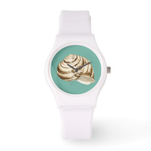 Montre Coquille striée Sepia sur Turquoise