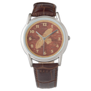 Montre Corbeau rustique sur écorce de Birch Intérieur