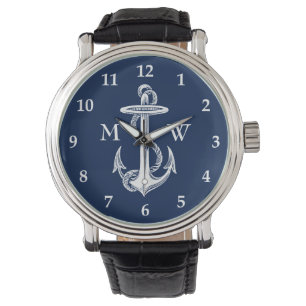 Montre Corde d'Ancre blanche vintage Arrière - plan bleu 