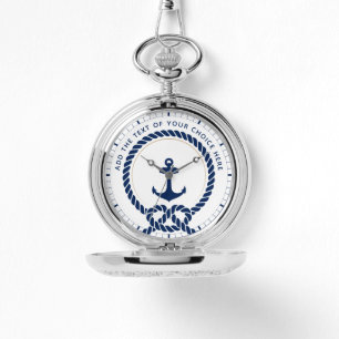 Montre Corde et Ancre nautiques modernes Poche texte pers