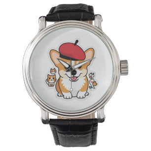 Montre Corgi dans un Beret - Jolie marionnette d'artiste