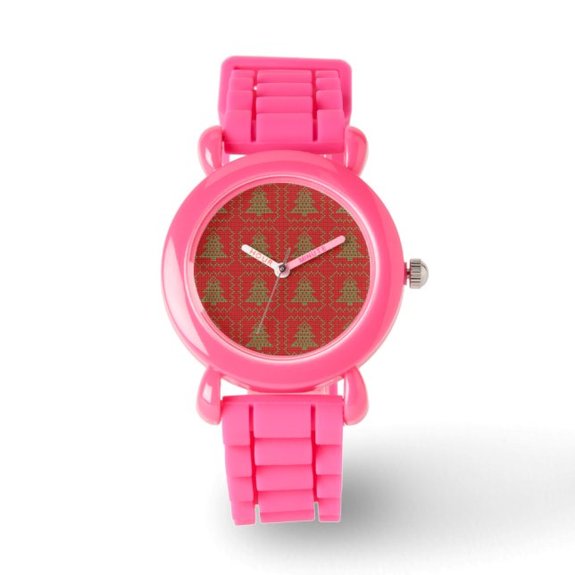 Montre Cosy sapin de Noël affreux pull à damiers motif (Recto)