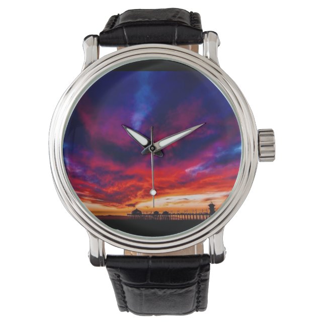 Montre Coucher de soleil à la jetée, Huntington Beach, CA (devant)