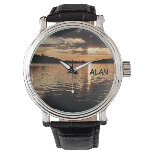 Montre Coucher de soleil à Lake Wrist Watch (devant)