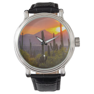 Montre Coucher de soleil sur cactus du désert, Arizona