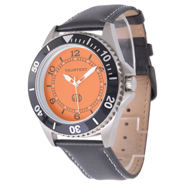 Montre Couleur Arrière - plan orange Personnalisez Ceci ! (Incliné)