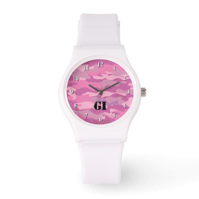 Montre couleur camouflage rose pour les filles ado (Recto)