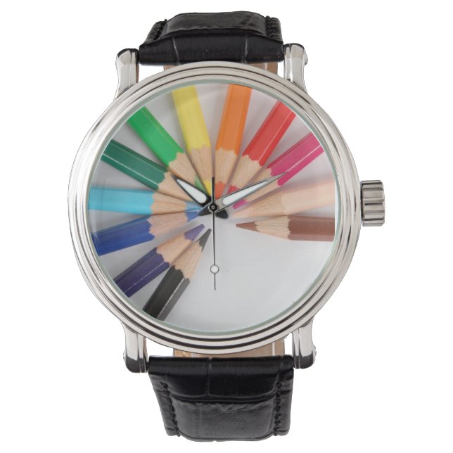 Montre couleur crayon couleur avec bande noire (devant)