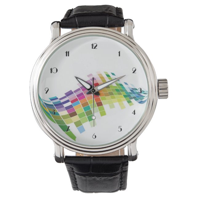 Montre Couleur Cube Pixels White Wrist Watch (devant)